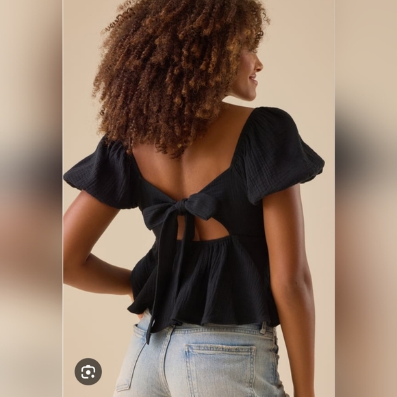 NWT Altar'd State Nia Tie Back Babydoll Top Black - Picture 2 of 7